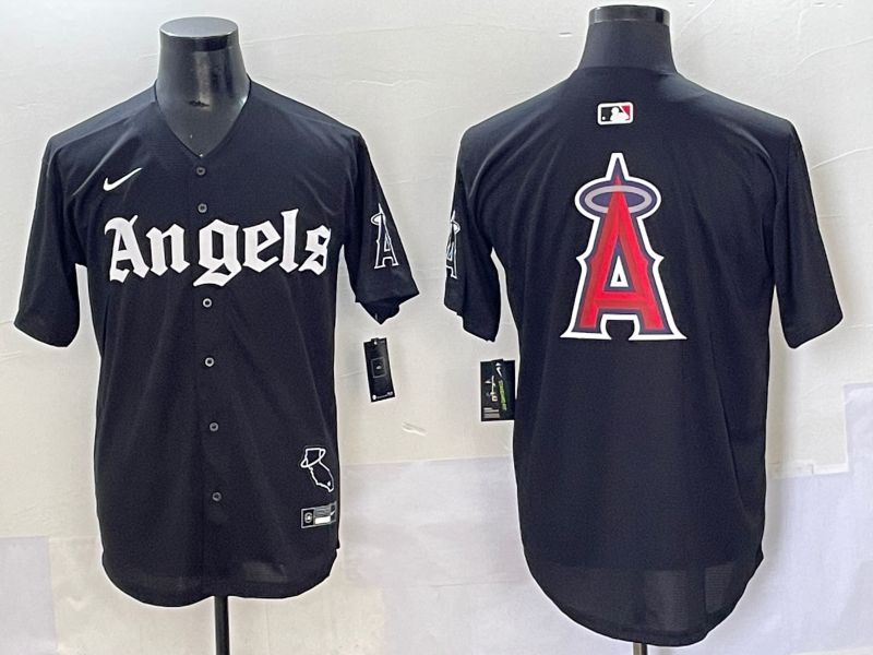 Men 2025 Los Angeles Angels Blank Black Five generations Joint Name Nike MLB Jersey style 17